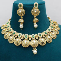 Manisha Jewellery Gold Plated Pota Stone And Pearls Necklace Set