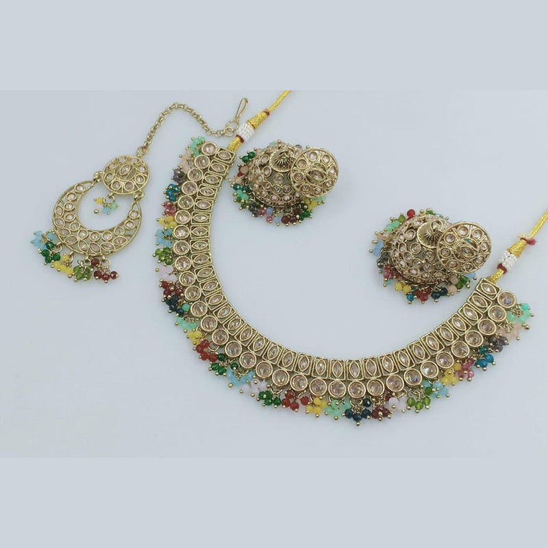 Manisha Jewellery Gold Plated Crystal Stone And Pearls Necklace Set