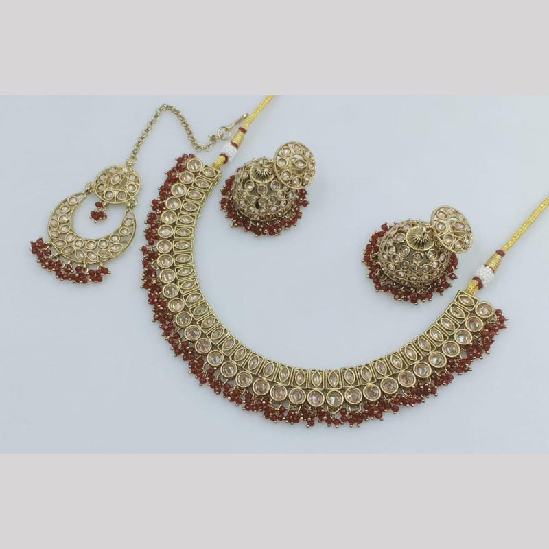 Manisha Jewellery Gold Plated Crystal Stone And Pearls Necklace Set