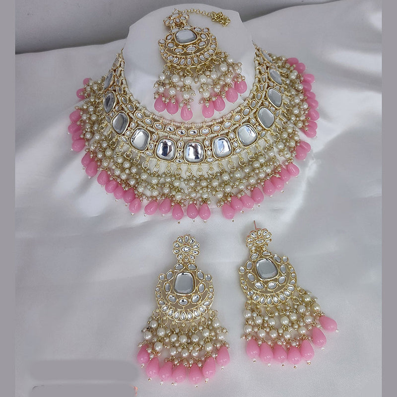 Manisha Jewellery Gold Plated Kundan Stone And Pearls Choker Necklace Set