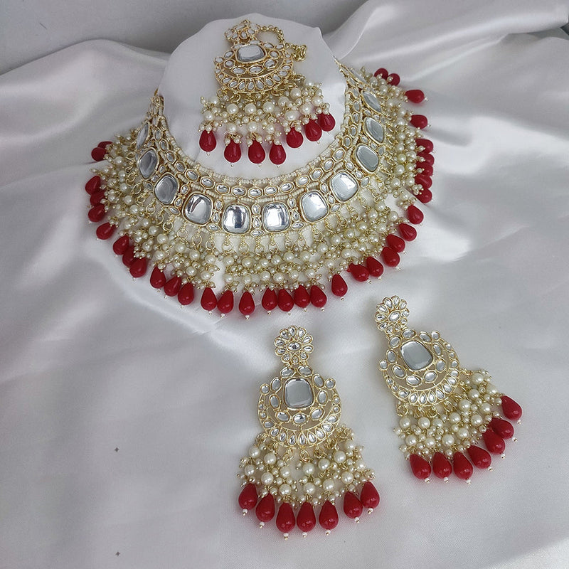 Manisha Jewellery Gold Plated Kundan Stone And Pearls Choker Necklace Set