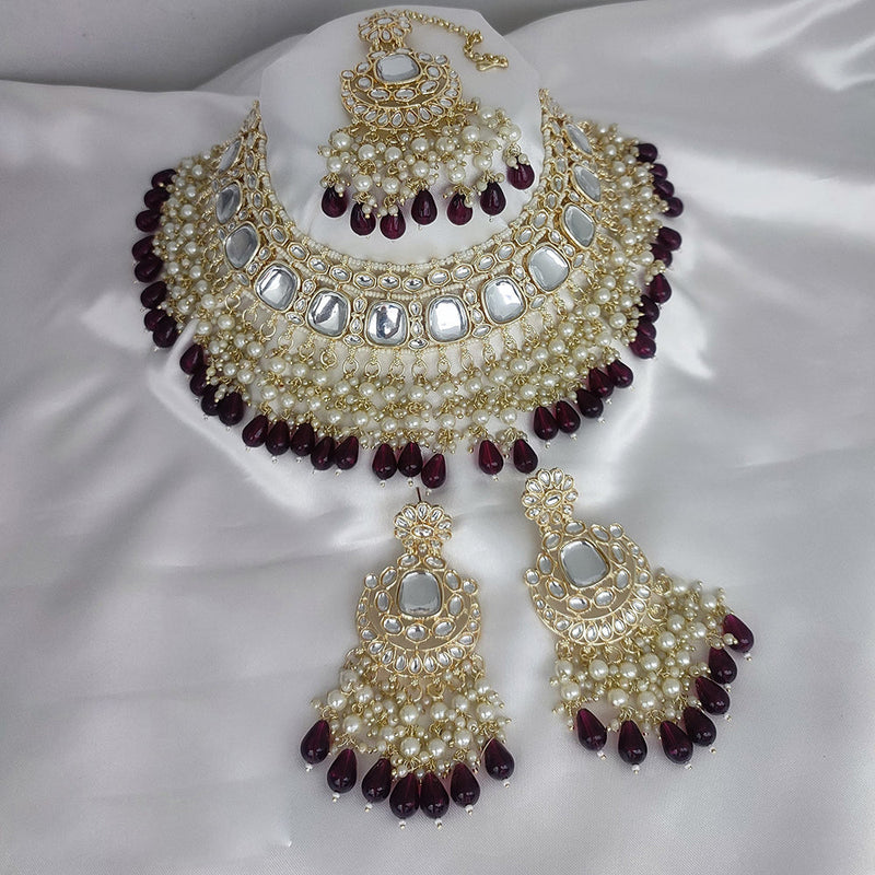 Manisha Jewellery Gold Plated Kundan Stone And Pearls Choker Necklace Set