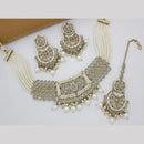 Manisha Jewellery Gold Plated Crystal  Stone And Pearls Choker Necklace Set
