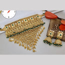 Manisha Jewellery Gold Plated Pota Stone And Pearls Choker Necklace Set