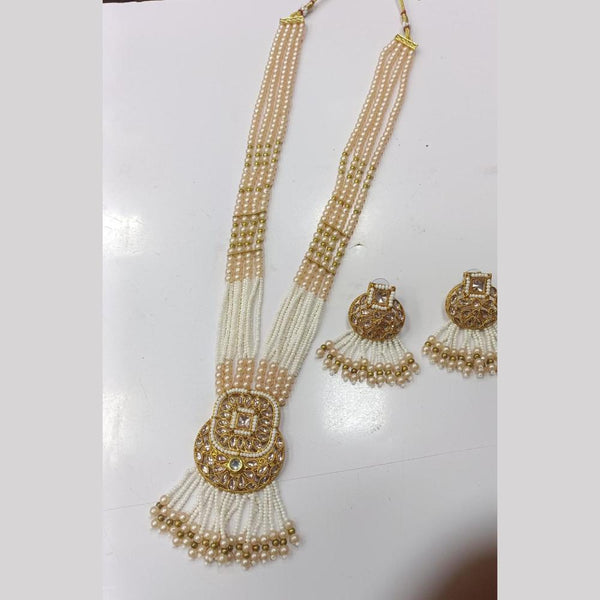 Manisha Jewellery Gold Plated Crystal Stone And Pearls Long Necklace Set