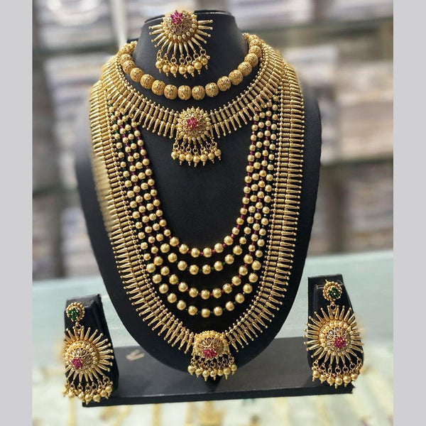 Manisha Jewellery Gold Plated Crystal Stone Double Necklace Set