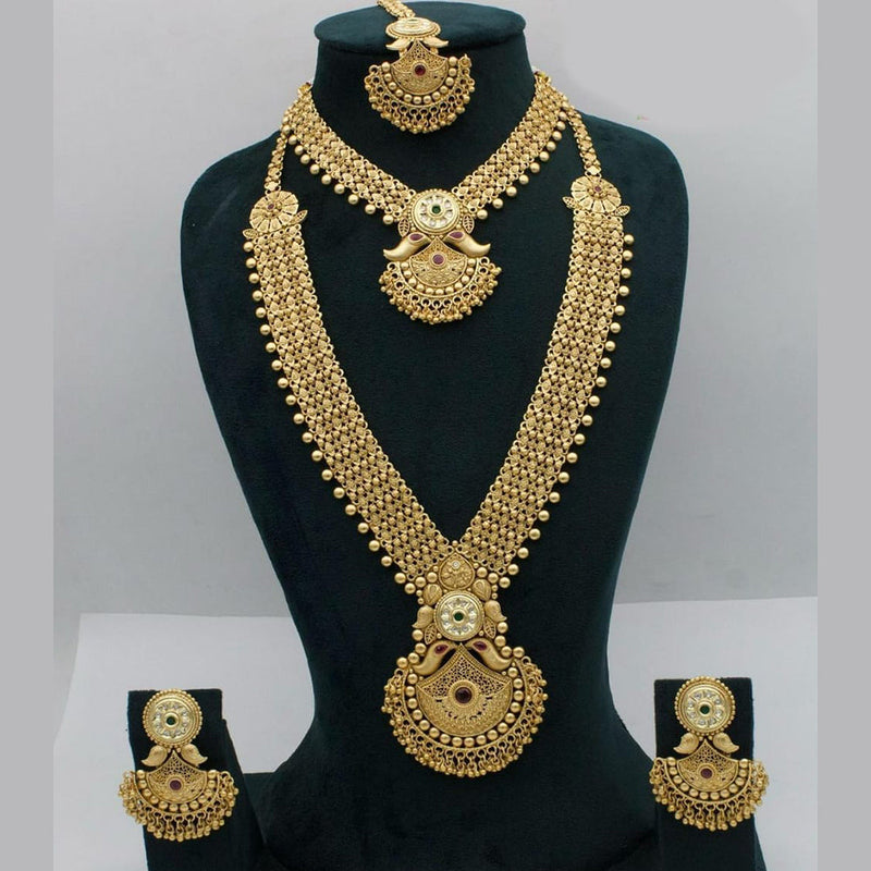 Manisha Jewellery Gold Plated Crystal Stone Double Necklace Set