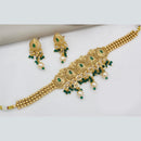 Manisha Jewellery Gold Plated Pota Stone And Pearls Choker Necklace Set