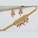 Manisha Jewellery Gold Plated Pota Stone And Pearls Choker Necklace Set