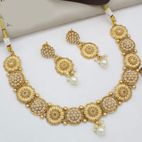 Manisha Jewellery Gold Plated Pota Stone And Pearls Necklace Set