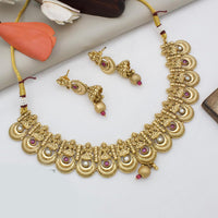Manisha Jewellery Gold Plated Pota Stone Temple Necklace Set