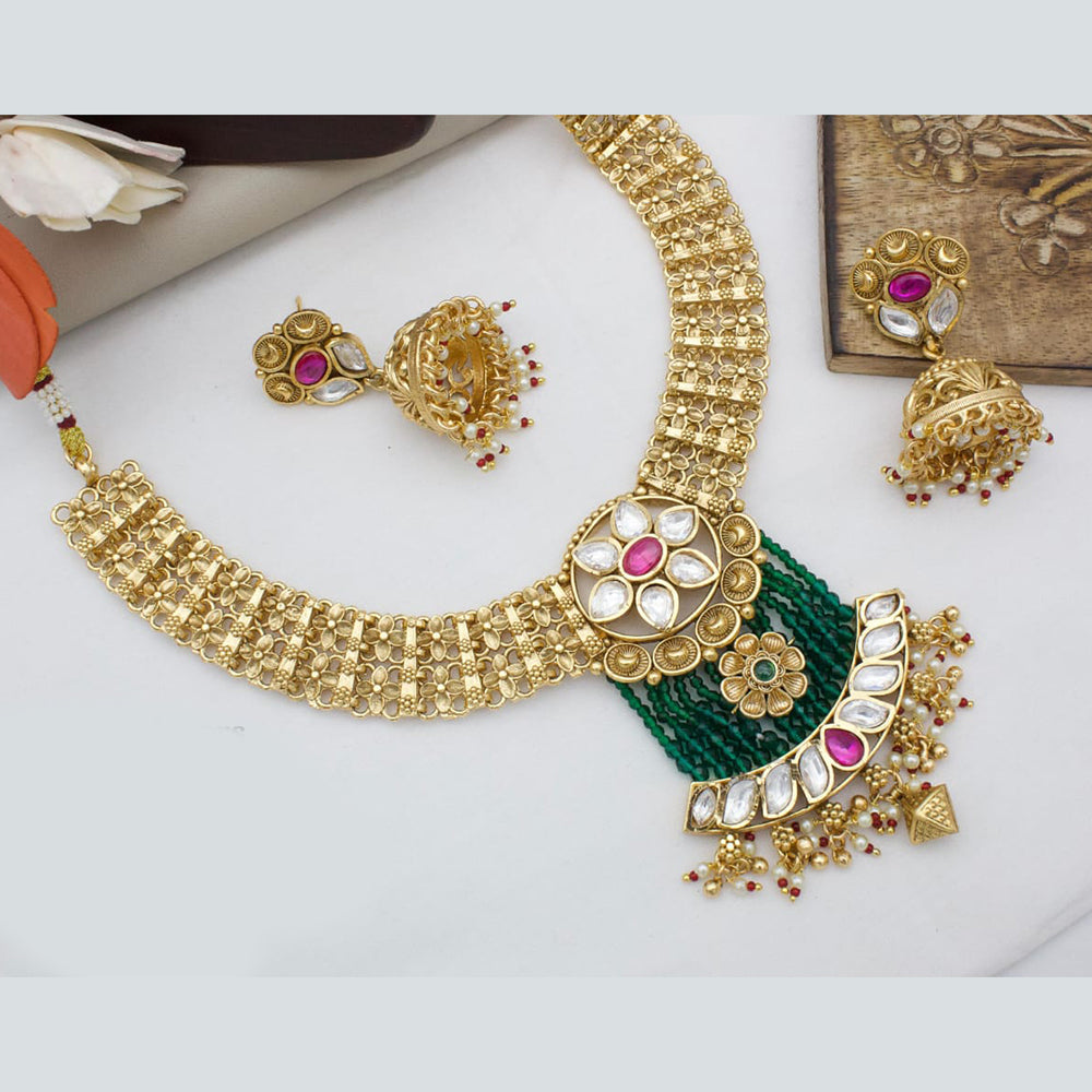 Manisha Jewellery Gold Plated Kundan Stone And Pearls Necklace Set