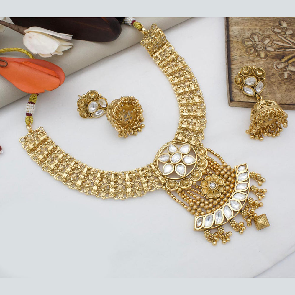 Manisha Jewellery Gold Plated Kundan Stone And Pearls Necklace Set