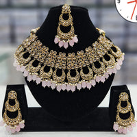 Manisha Jewellery Gold Plated Crystal Stone And Beads Necklace Set