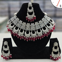 Manisha Jewellery Silver Plated Crystal Stone And Beads Necklace Set