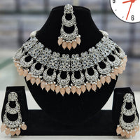 Manisha Jewellery Silver Plated Crystal Stone And Beads Necklace Set