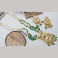 Manisha Jewellery Gold Plated Crystal Stone And Pearls Meenakari Long Necklace Set