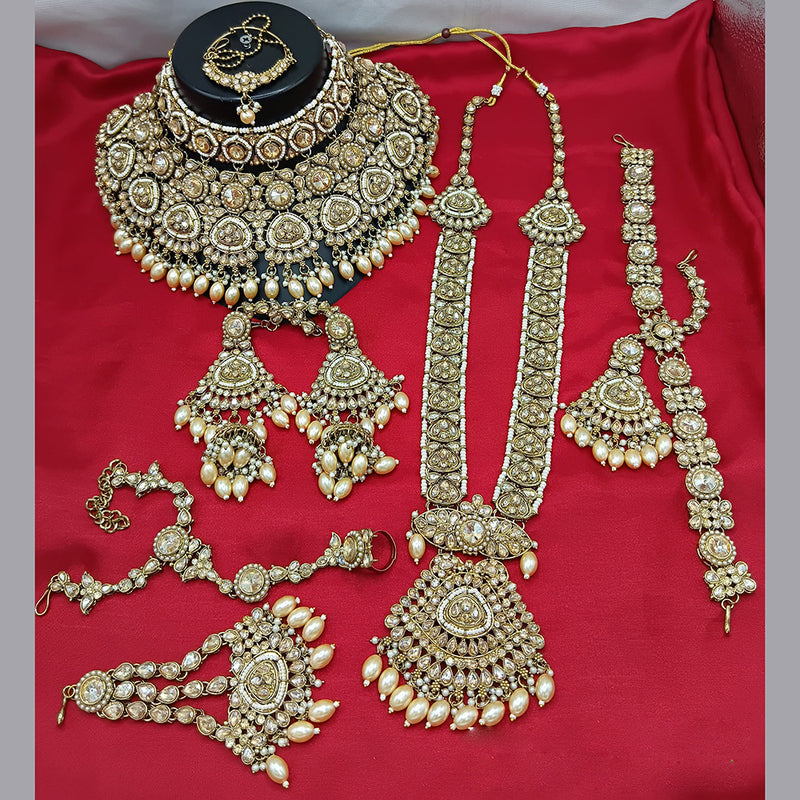 Manisha Jewellery Gold Plated Crystal Stone And Beads Bridal Set