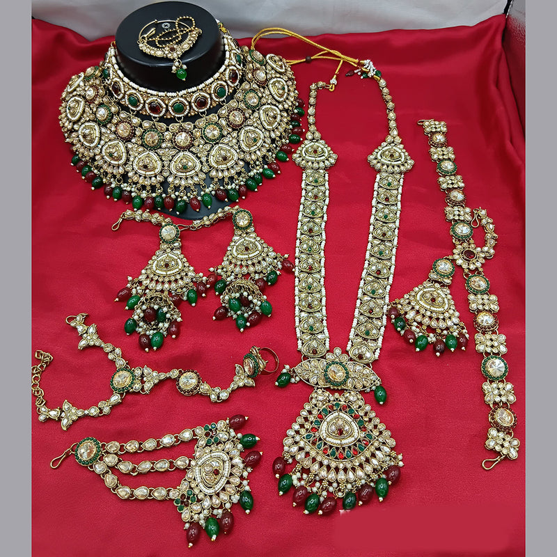 Manisha Jewellery Gold Plated Crystal Stone And Beads Bridal Set