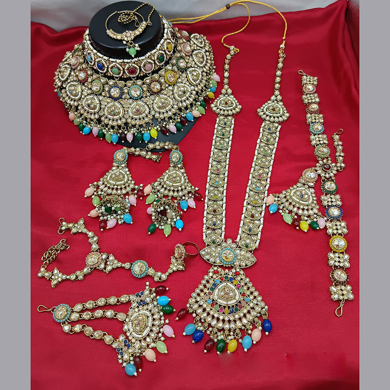 Manisha Jewellery Gold Plated Crystal Stone And Beads Bridal Set