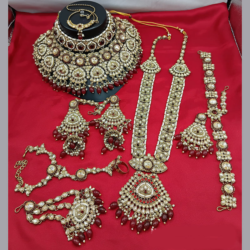 Manisha Jewellery Gold Plated Crystal Stone And Beads Bridal Set