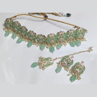 Manisha Jewellery Gold Plated Kundan Stone And Beads Choker Meenakari Necklace Set