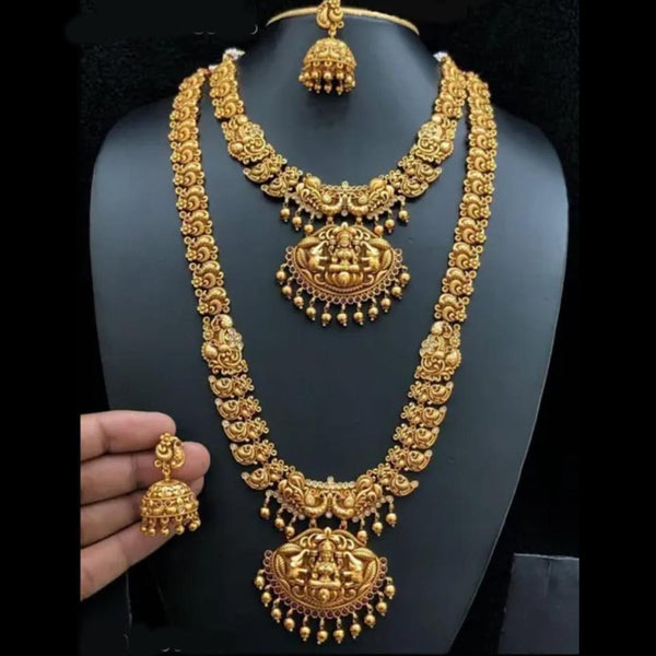 Manisha Jewellery Gold Plated Temple Double Necklace Set