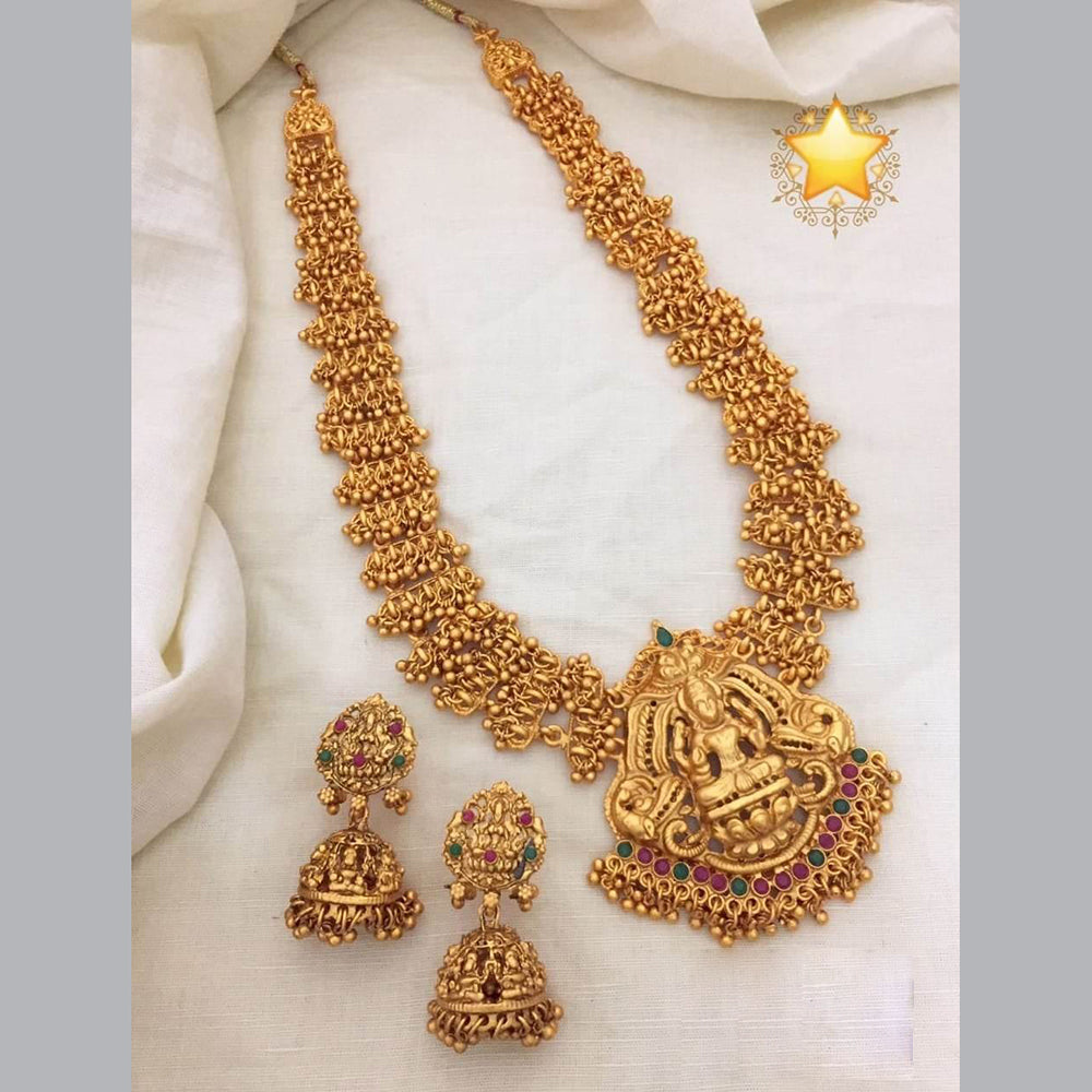 Manisha Jewellery Gold Plated Pota Stone Temple Necklace Set