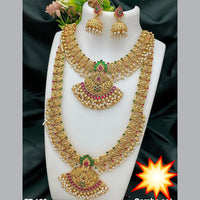 Manisha Jewellery Gold Plated Pota Stone And Pearls Double Necklace Set