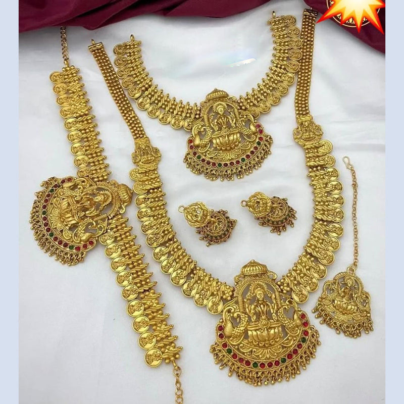 Manisha Jewellery Gold Plated Pota Stone Temple Combo Set