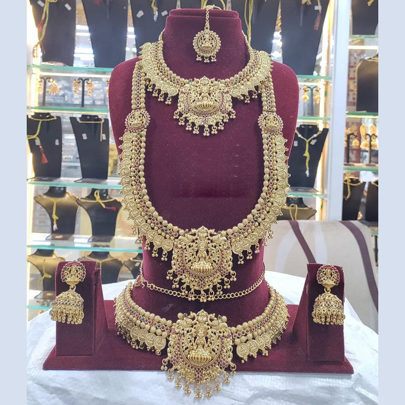 Manisha Jewellery Gold Plated Pota Stone Temple Combo Set