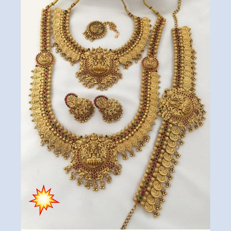 Manisha Jewellery Gold Plated Pota Stone Temple Combo Set