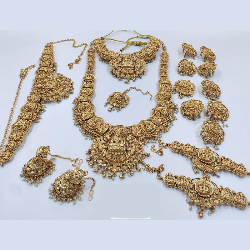 Manisha Jewellery Gold Plated Pota Stone Temple Bridal Set