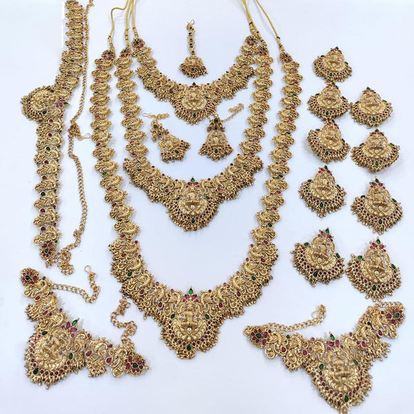 Manisha Jewellery Gold Plated Pota Stone Temple Bridal Set