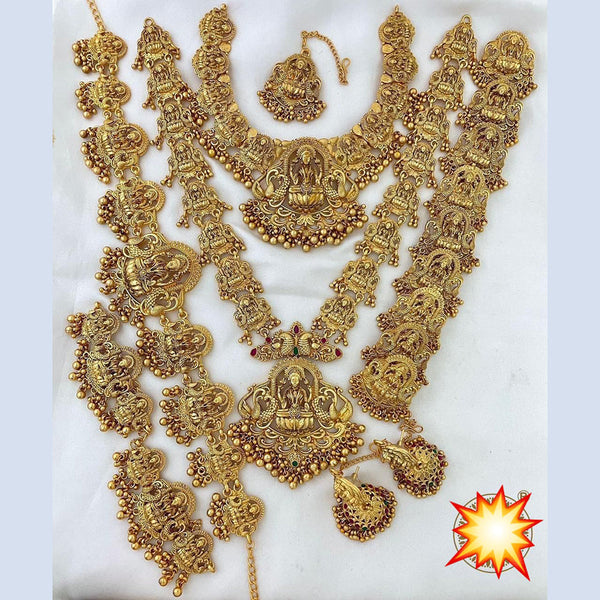 Manisha Jewellery Gold Plated Pota Stone Temple Bridal Set