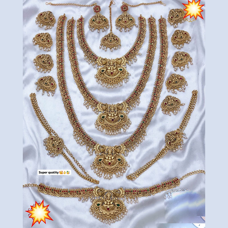 Manisha Jewellery Gold Plated Pota Stone Temple Bridal Set