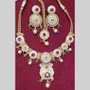 Manisha Jewellery Gold Plated Pota Stone And Pearls Meenakari Necklace Set