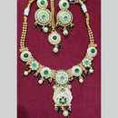 Manisha Jewellery Gold Plated Pota Stone And Pearls Meenakari Necklace Set