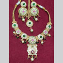 Manisha Jewellery Gold Plated Pota Stone And Pearls Meenakari Necklace Set