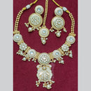 Manisha Jewellery Gold Plated Pota Stone And Pearls Meenakari Necklace Set