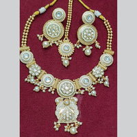 Manisha Jewellery Gold Plated Pota Stone And Pearls Meenakari Necklace Set