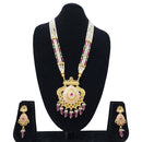 Manisha Jewellery Gold Plated Kundan Stone And Beads Meenakari Necklace Set
