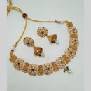 Manisha Jewellery Gold Plated Pota Stone And Pearls Meenakari Necklace Set