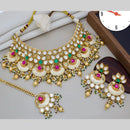 Manisha Jewellery Gold Plated Pota Stone And Meenakari Pearls Choker Necklace Set