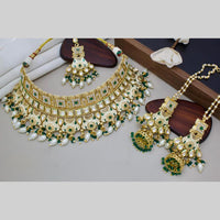 Manisha Jewellery Gold Plated Pota Stone And Meenakari Pearls Choker Necklace Set