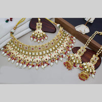 Manisha Jewellery Gold Plated Pota Stone And Meenakari Pearls Choker Necklace Set