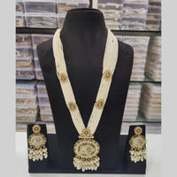 Manisha Jewellery Gold Plated Pota Stone And Pearls Long Necklace Set