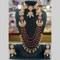 Manisha Jewellery Gold Plated Pota Stone And Pearls Double Necklace Set