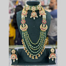 Manisha Jewellery Gold Plated Pota Stone And Pearls Double Necklace Set