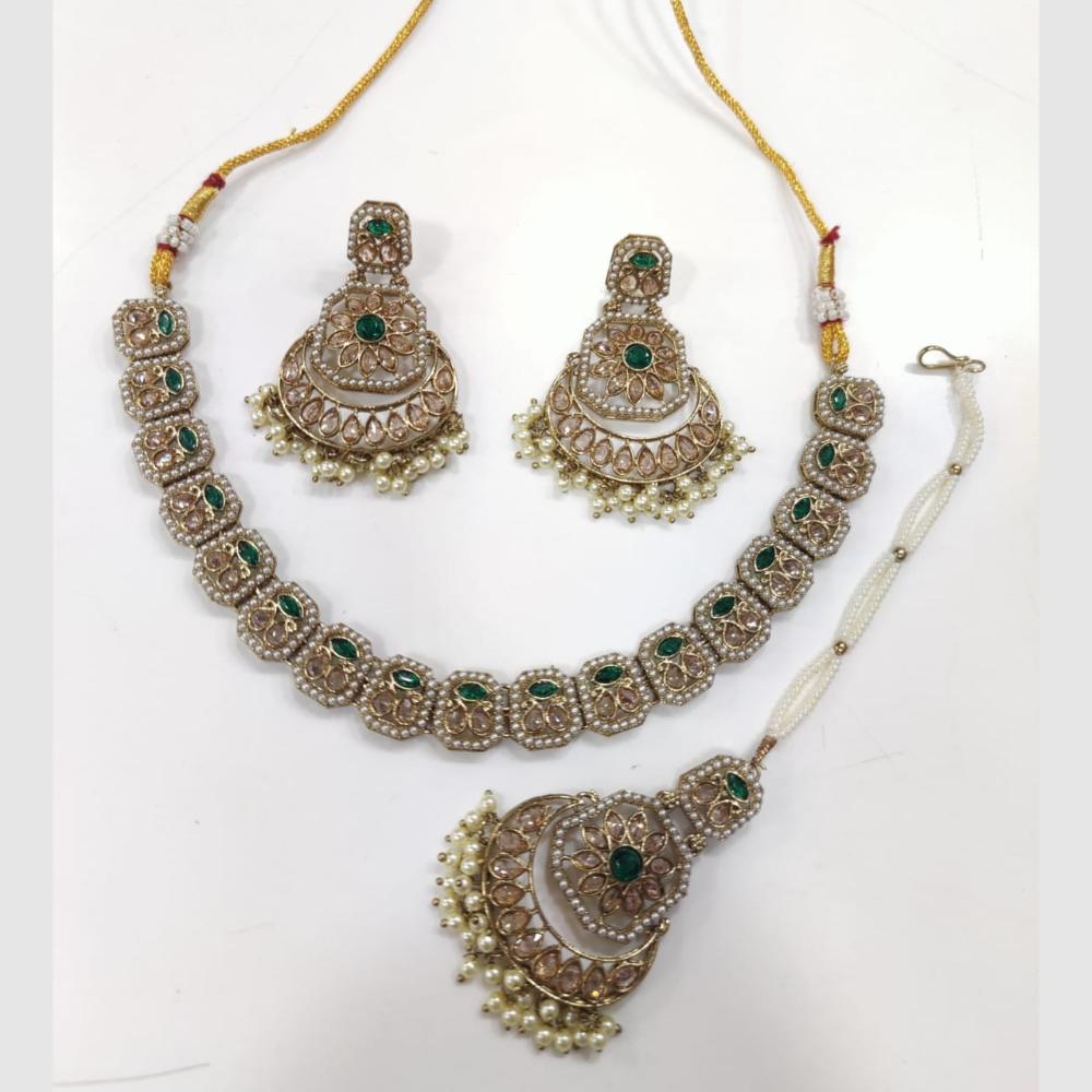 Manisha Jewellery Gold Plated Crystal Stone And Pearls Necklace Set